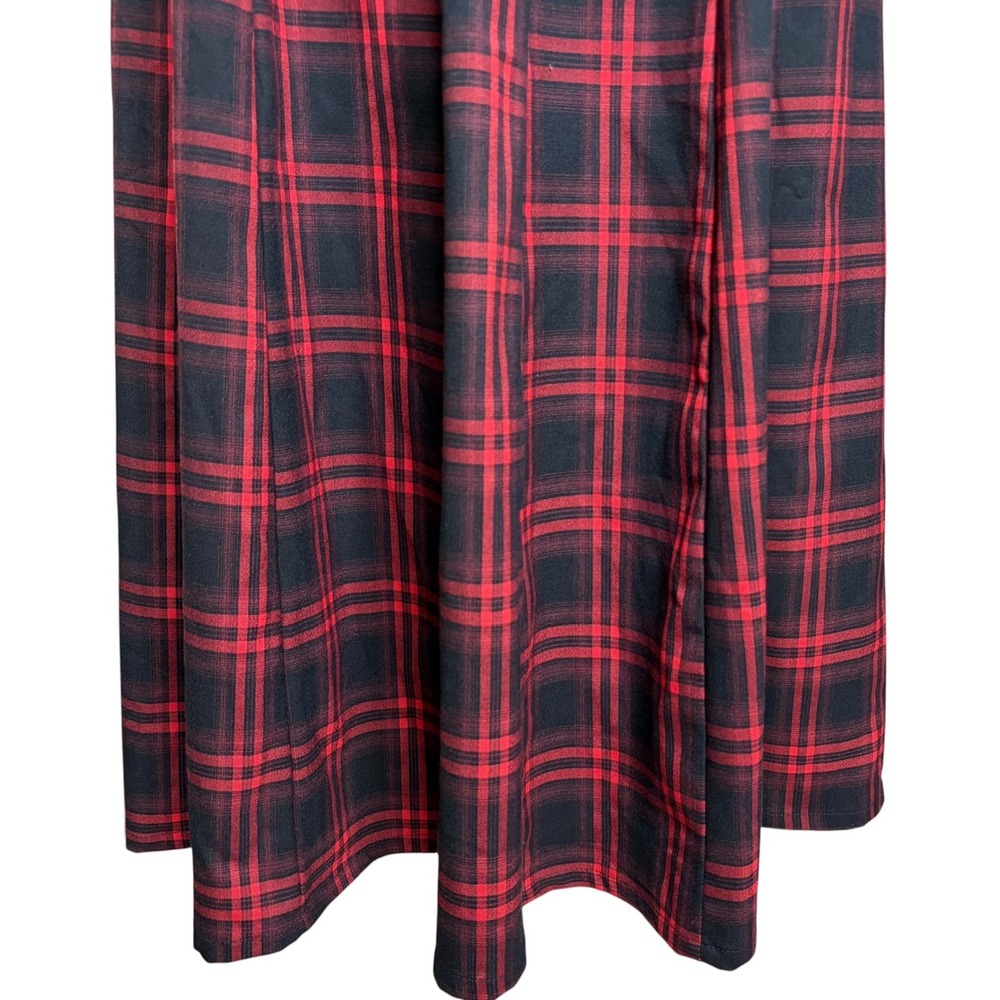 Avec Les Filles Plaid Dress 10 Red Black Midi Whimsigoth Gothic Punk Grunge - Picture 5 of 8
